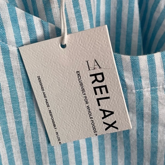 La Relaxed • NWT Blue and White Striped Short Sleeve Dress - Picture 5 of 6